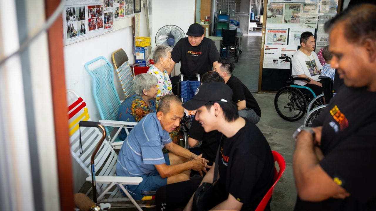 Karaoke session with elderly residents